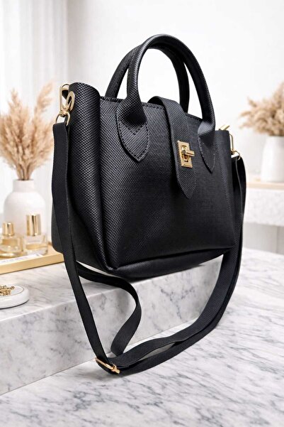 ZİVORA Lakos Leather Zippered Women's Handbag and Shoulder Bag with Lock Cover