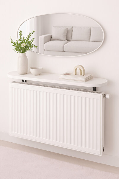 HNC HOME Petek Üstü Dresuar 100x18cm Radyatör Rafı Kitaplık Oval Kenarlı Pete...