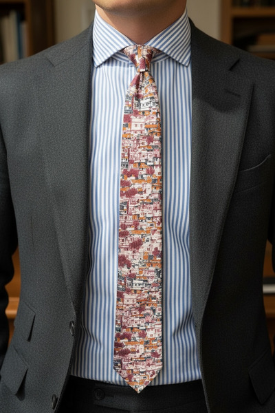 CROATE Italy Como City Digital Print Patterned Tie – 8 cm Italian Cut Special...