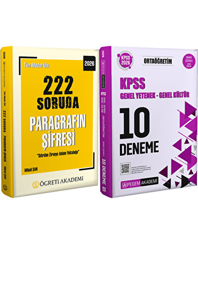 Pegem Akademi Yayıncılık 2026 Tüm Adaylar İçin 222 Soruda Paragrafın Şifresi ...