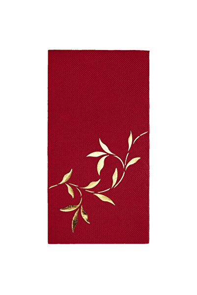 Story 40X40 cm Gold Foil Leaves Patterned 16-Piece Burgundy Colored Paper Nap...