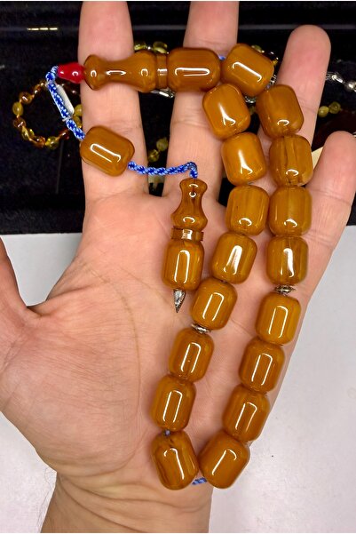 İskenderun Tesbihcilik سبحة كهرمانية كبيرة الحجم من زيزون على شكل عصا عجين قا...