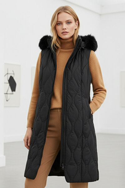 Rain and River Fiber filled quilted oversized long vest