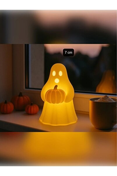 Filkorium3D Balkabağı Tutan Sevimli Hayalet Masa Lambası - 3D Baskı Dekoratif...