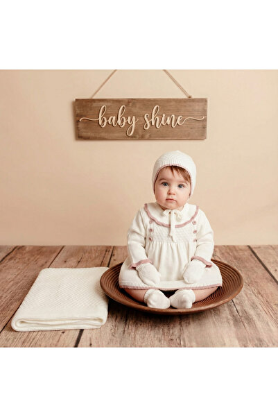 Baby shine Turkish Girls' Winter Dress Reception Set - 100% Soft Knit - 5 Pieces