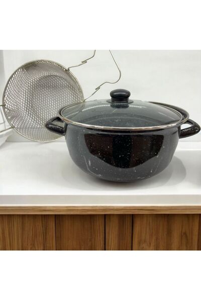 ALEV EMAYE Cips ve kızartmalar için özel tasarlanmış, emaye, cam kapaklı ve s...