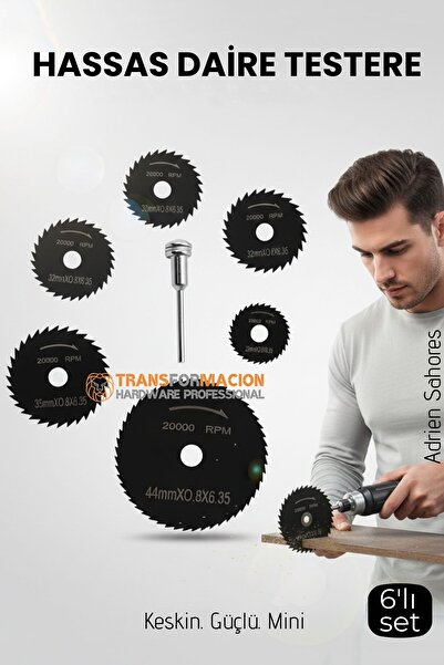 Transformacion 6'lı Karbür Çelik Mini Daire Testere Seti - HSS Döner Kesici B...