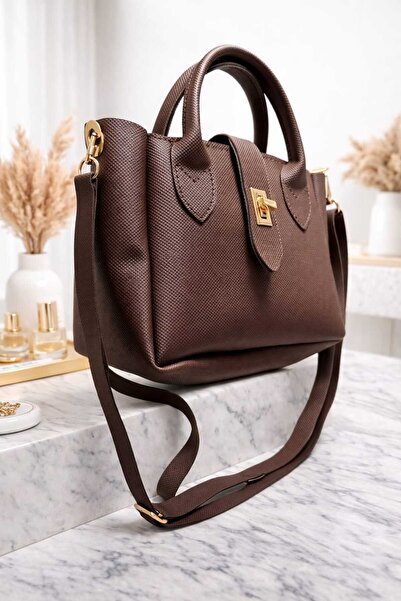 ZİVORA Lakos Leather Zippered Women's Handbag and Shoulder Bag with Lock Cover