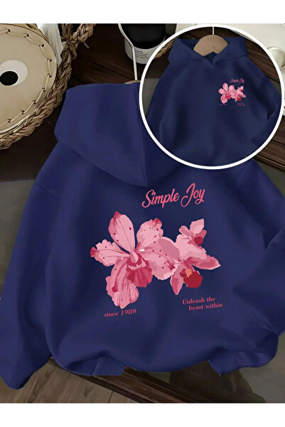 npLStore Children's Simple Joy Flower Printed Hooded Sweatshirt Hoodie