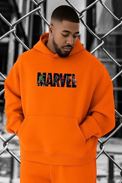 oneagılyazı 3 Yarn Combed Marvel Printed Large Size Sweatshirt