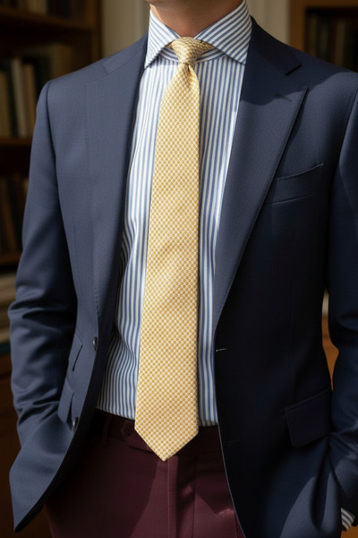 CROATE Kaz Ayağı Linen Sari White 8cm Tie