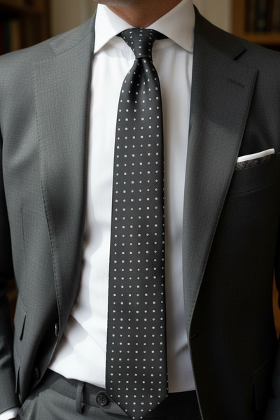 CROATE Black and White Minimal Pattern 8cm Frequent Weaving Micro Tie