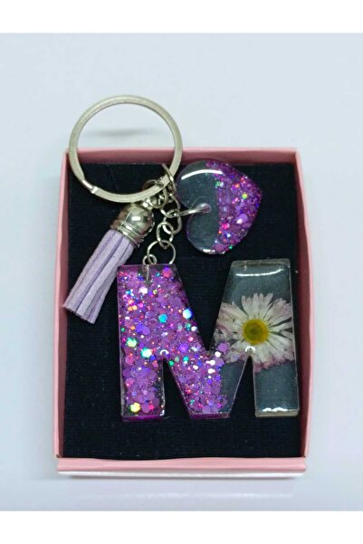 demirbasavm Handmade Letter m Epoxy Keychain