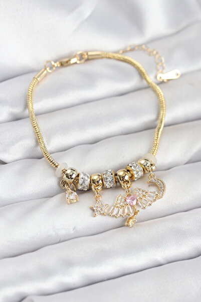 Lisinya سوار نسائي من النحاس بلون ذهبي مع حلية على شكل جناح - TYGOO