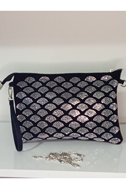 clebags Şık süet zincir askıkı taşlı çanta