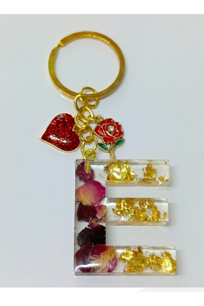 demirbasavm Handmade Letter E Epoxy Keychain