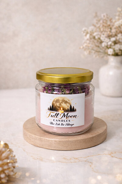 Full Moon Candles El Yapımı Kokulu Mum-Cam Kavanoz-Dekoratif Mum