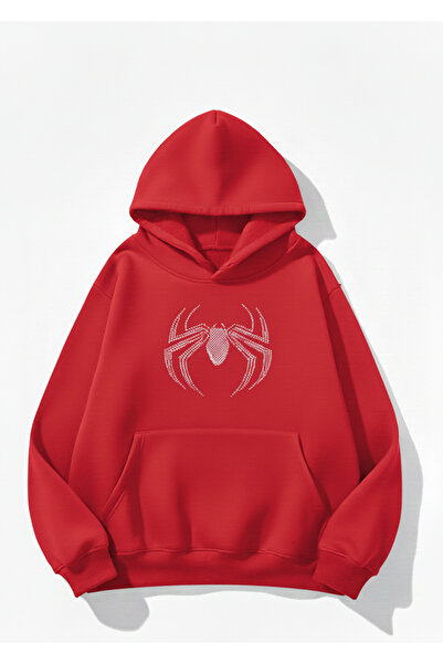 Mayer Butik Unisex Men/Women Spider Stone Printed Cotton Oversized Hooded Sweatshirt