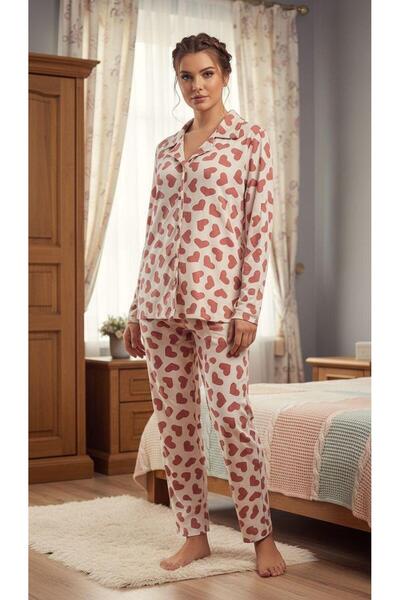 Hepyek Long Sleeve Front Button Pajama Set