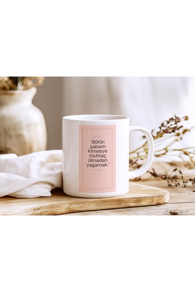 Beramussa Living Without Anyone's Approval Written Mug - Inspirational Minimal Gift
