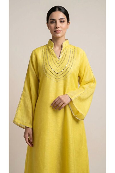 Rokon Dana جلابيه فري سايز شك مع كرستال مع فتحه من الخلف