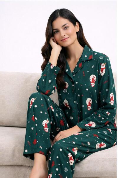 Hepyek Long Sleeve Front Button Pajama Set
