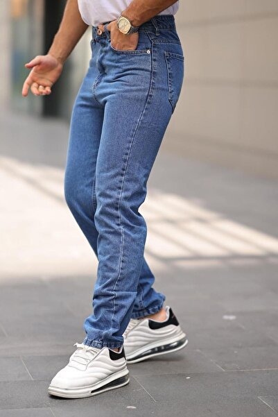 comstar Men's Loose Fit Basic High Waist Dark Blue Baggy Pants