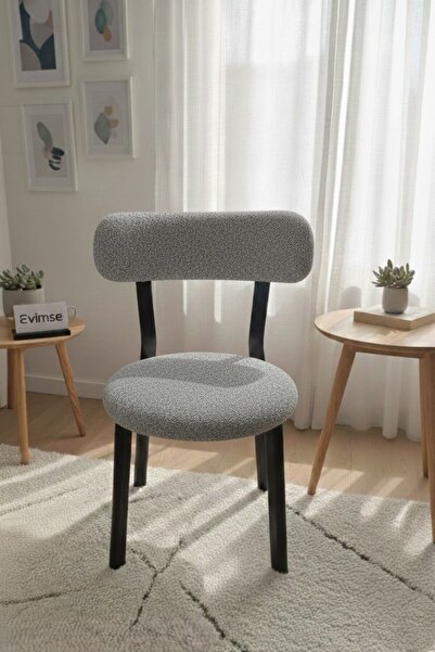 evimse Mutfak Sandalyesi Kafe Restoran Modern Buklet Kumaşlı Sandalye - Metal...