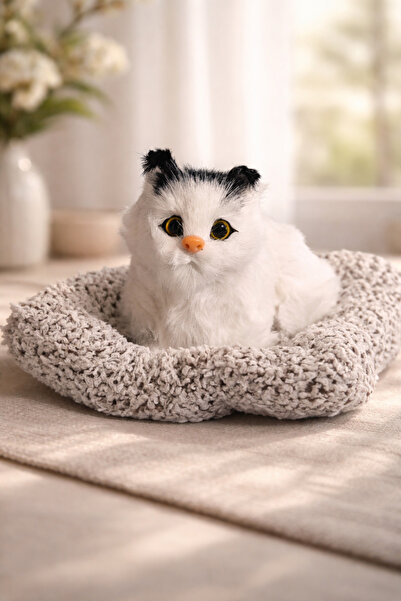 ValoriaHome Gerçekçi Görünümlü Peluş Kedi – Canlı Bakışlı, Yumuşak Dokulu Dek...