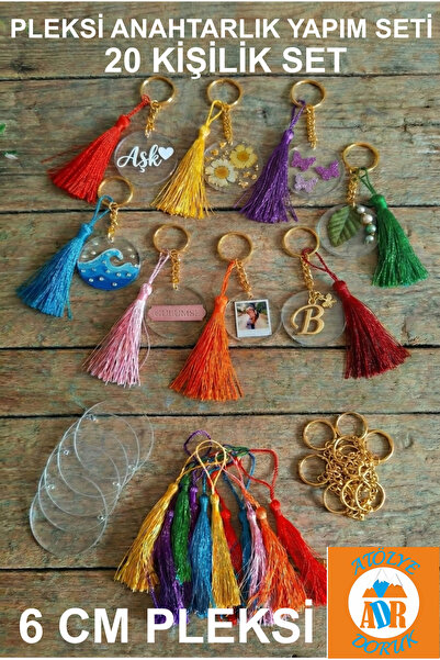 Atölye Doruk 20 ADET Pleksi Anahtarlık Yapım Seti, hobi malzemesi, kreş, okul...