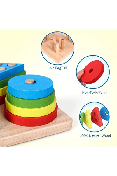 Arabest Montessori Toys for Boys and Girls Ages 1-3, Sorting and Stacking Woo...