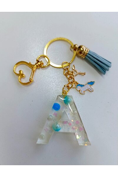 demirbasavm Handmade Letter a Epoxy Keychain
