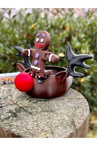 pynarix رجل بسكويت الزنجبيل 🍪   - شخصية متحركة ورودولف 🦌   طقم أوعية على شك...