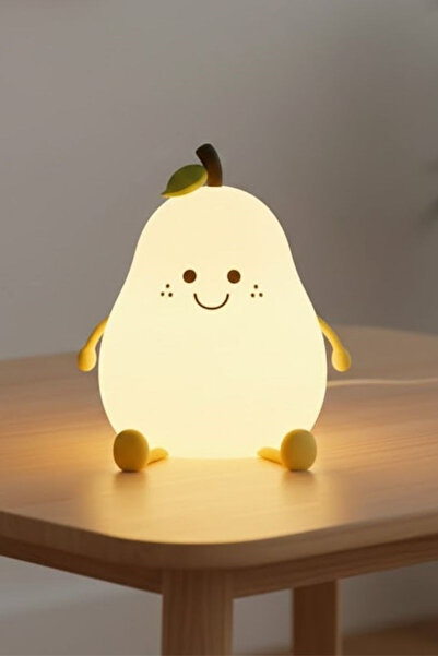 Melidya Sevimli Armut Figürlü LED Gece Lambası – Yumuşak Işık, Çoklu Işık Mod...