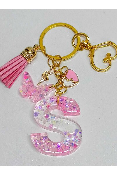 demirbasavm Handmade Letter S Epoxy Keychain