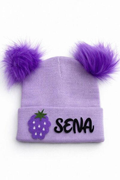 ues LİLA İSİMLİ ÇİFT PONPONLU BERE