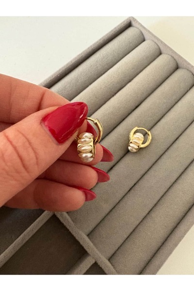 xUPING 14K Renginde Kristal Taşlı İnci Charmlı Küpe