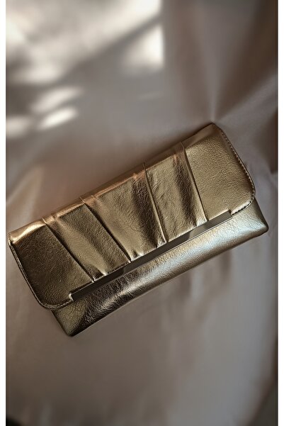 Gül karatekin gk حقيبة نسائية ذات تصميم معدني ذهبي على شكل ظرف، حقيبة يد للمن...