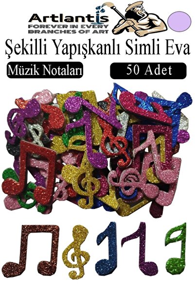 Artlantis Şekilli Simli Eva Yapışkanlı 50 li 1 Paket Kendinden Yapışkanlı Sim...