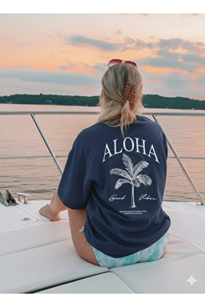 Modaikon تي شيرت ربيعي وصيفي بشعار شجرة النخيل B مطبوع كاجوال مريح برقبة دائرية