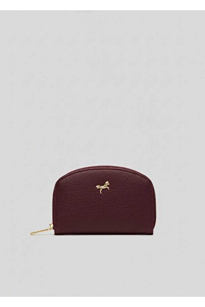 EG BAGS Fermuarlı Oval Cüzdan Bordo