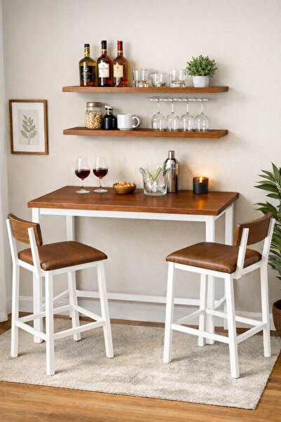 MODERN LİFEE DOĞAL ÇAM 60 X 120X 100 MASA + 2 RAF MUTFAK/BAR MASASI