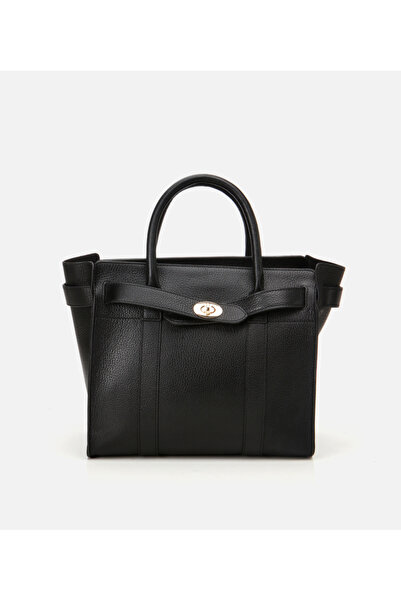 Hotiç Kadın Deri Siyah Kilit Detaylı Omuz Çantası