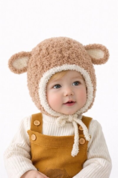 Pure Boutique Brown baby hat with ears - Happy