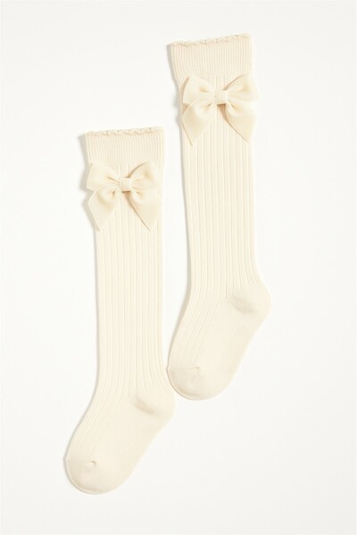 Katia&Bony Baby Girl Knee High Socks Ecru with Accessories