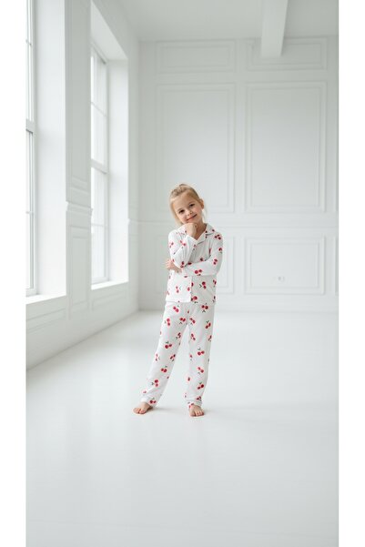 ARN HOMEWEAR ARNHOMEWEAR комплект пижама за момичета с черешови мотиви от мил...