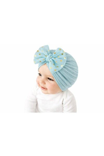 Pure Boutique Blue turban hat with applied tulle bow