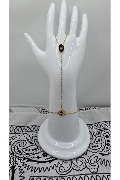 NO NAME Stainless Steel Gold Color Baguette Model Zircon Stone Shahmeran