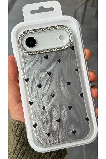 EDELFU جراب هاتف متوافق مع آيفون 17 AiR - تصميم قلوب مع ريشة هولوغرامية فضية ...