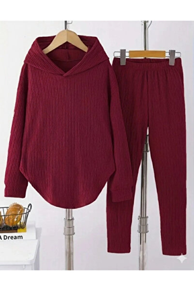 Modayakamoz Özssa Women's Long Sleeve Hooded Meloni Blouse and Pants Two-Piec...